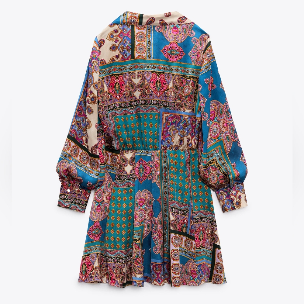 🏵️ PATCHWORK PRINT DRESS MULTICOLORED - Picture 3 of 5